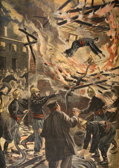 The Death of Fireman Bailly in Bourges, illustration from 